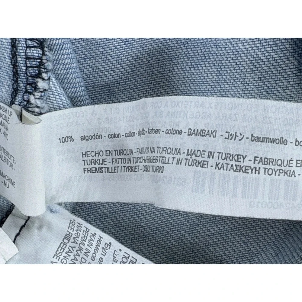 Zara ZW The Levitha Denim Coat Womens XS Light Wash Destroyed Denim Chore Duster